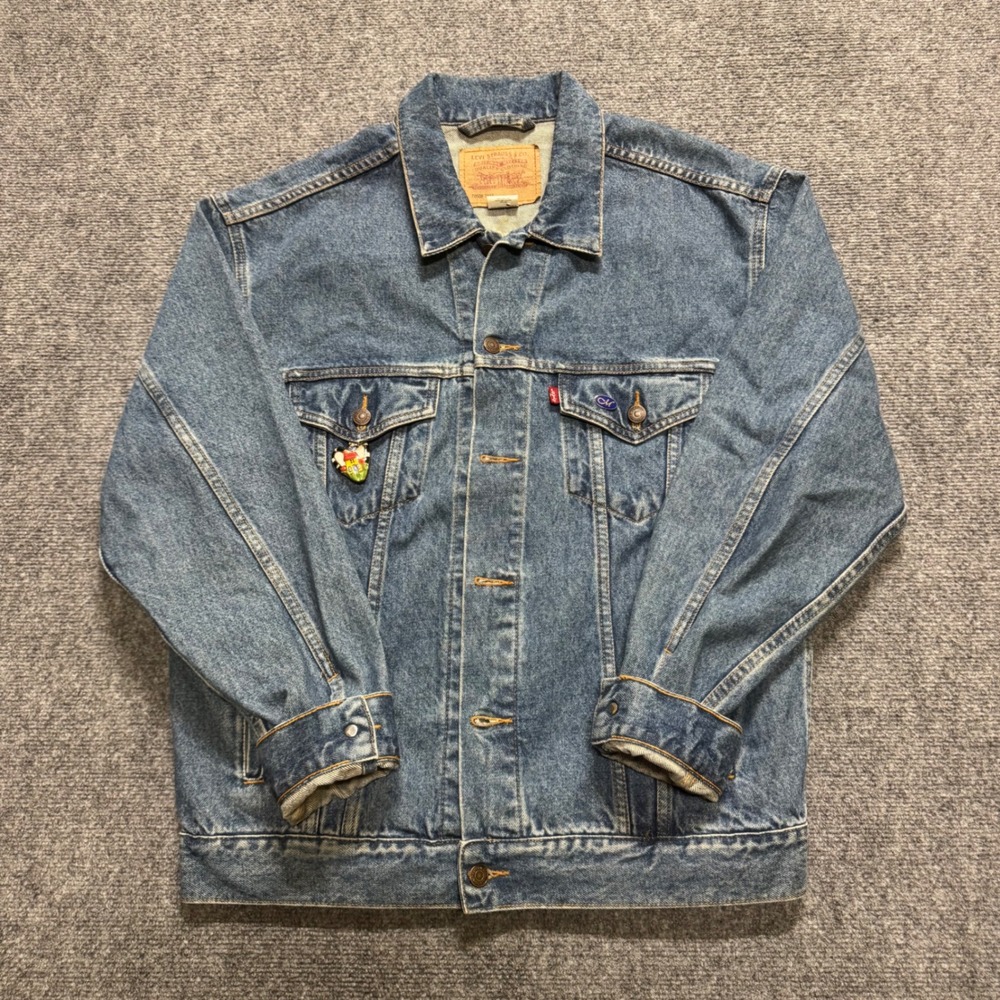 Vintage 90s LEVIS Denim Trucker Jacket 70507 | Mens Size L USA Made Heavy Denim